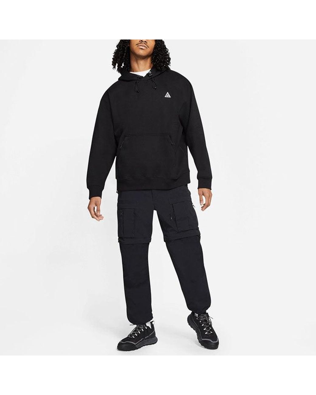 Nike Black Acg Casual Embroidered Logo Hooded Pullover Long Sleeves for men