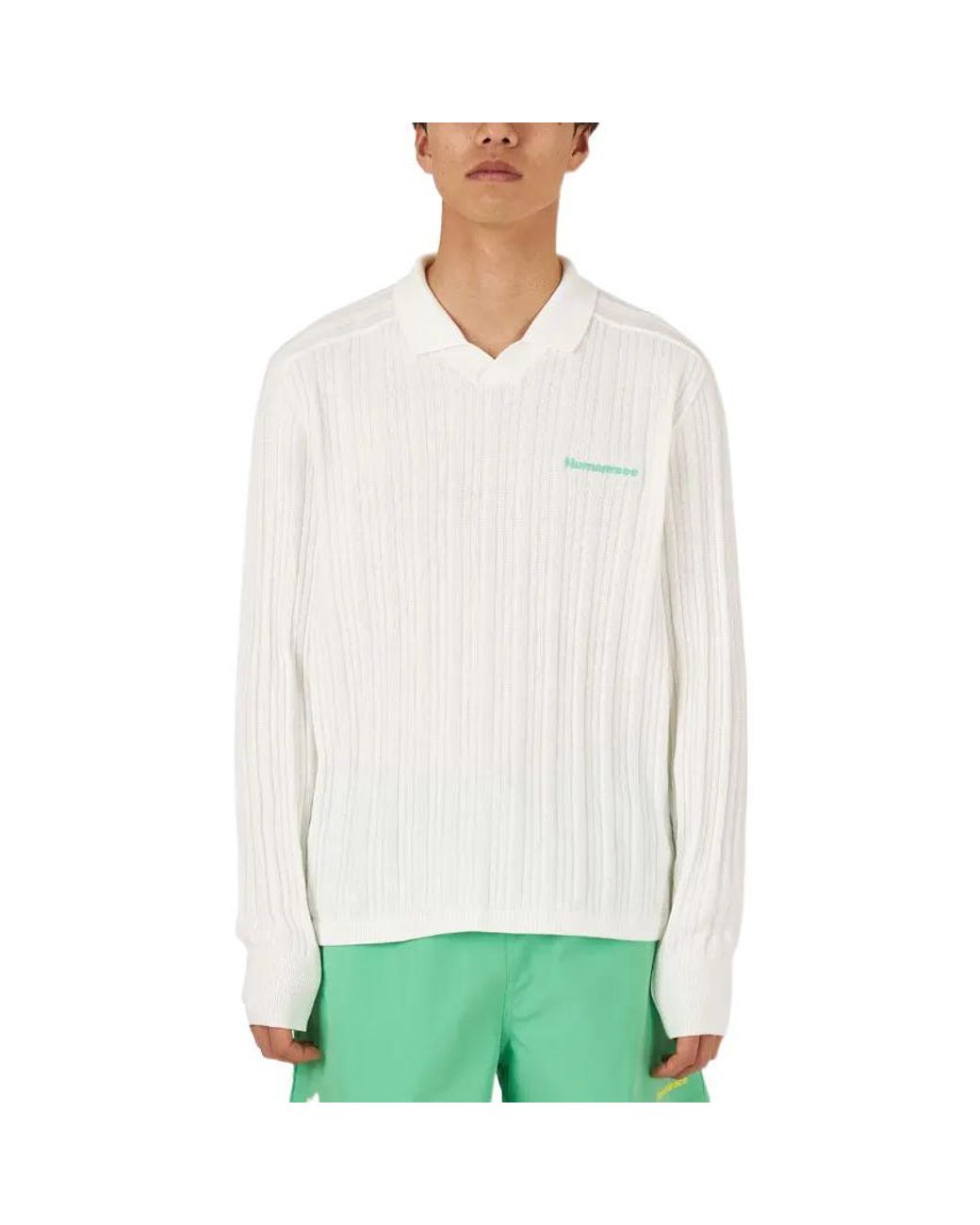 Adidas White X Pharrell Knit Long Sleeve Jersey 'Cloud' for men
