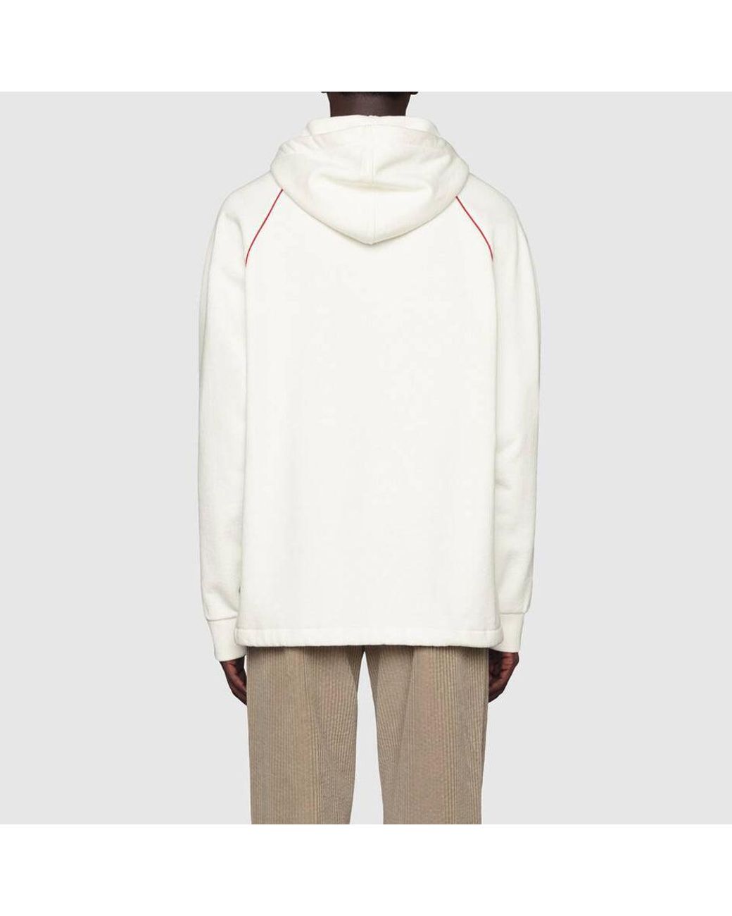 Gucci White Sweatshirt With Web And Label, Ready-To-Wear for men