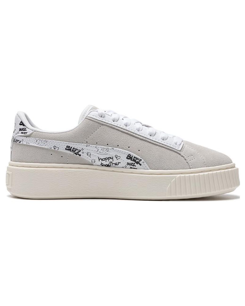 PUMA White (Wmns) Suede Platform Draw