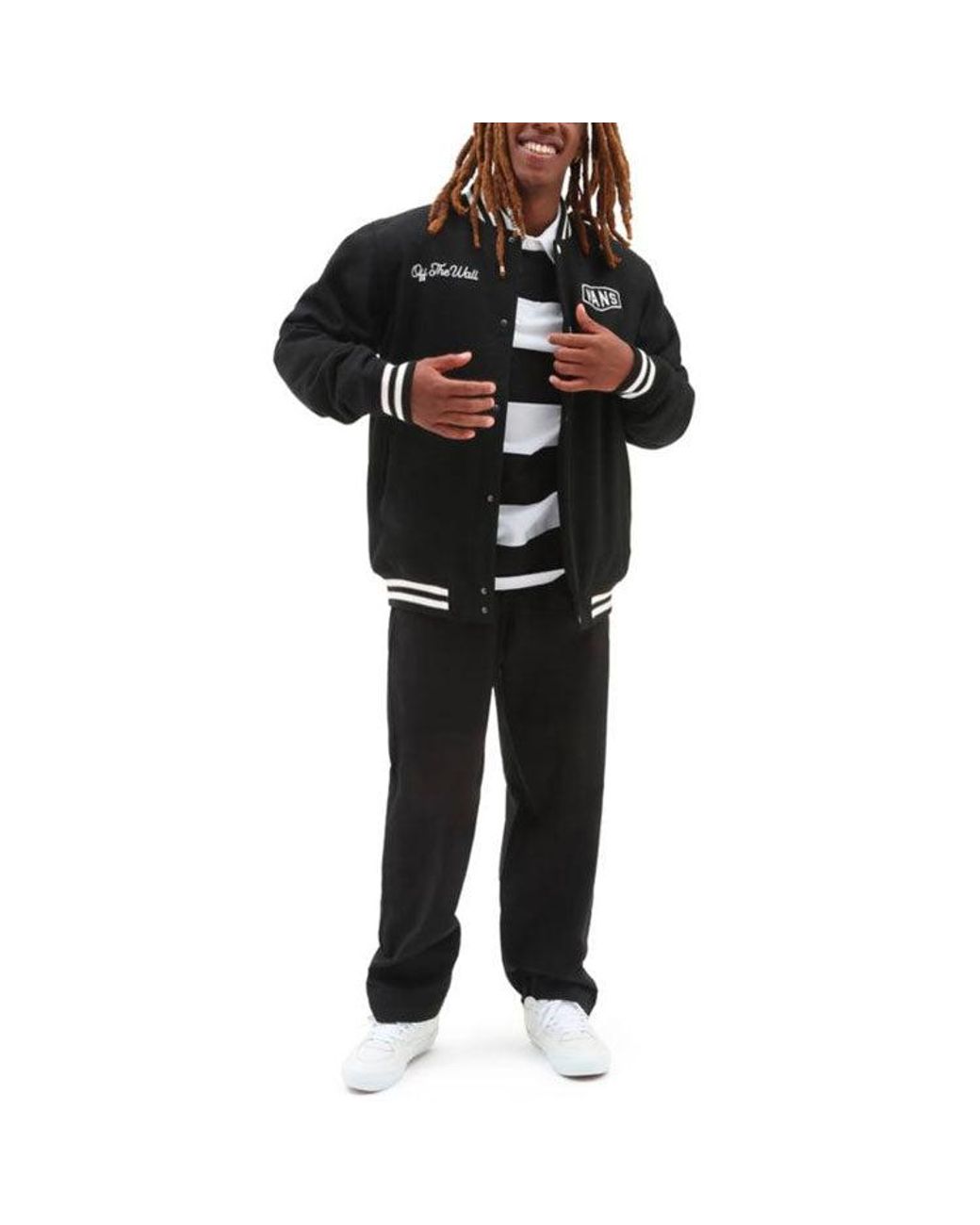 Vans Black Checkerboard Research Varsity Jacket for men