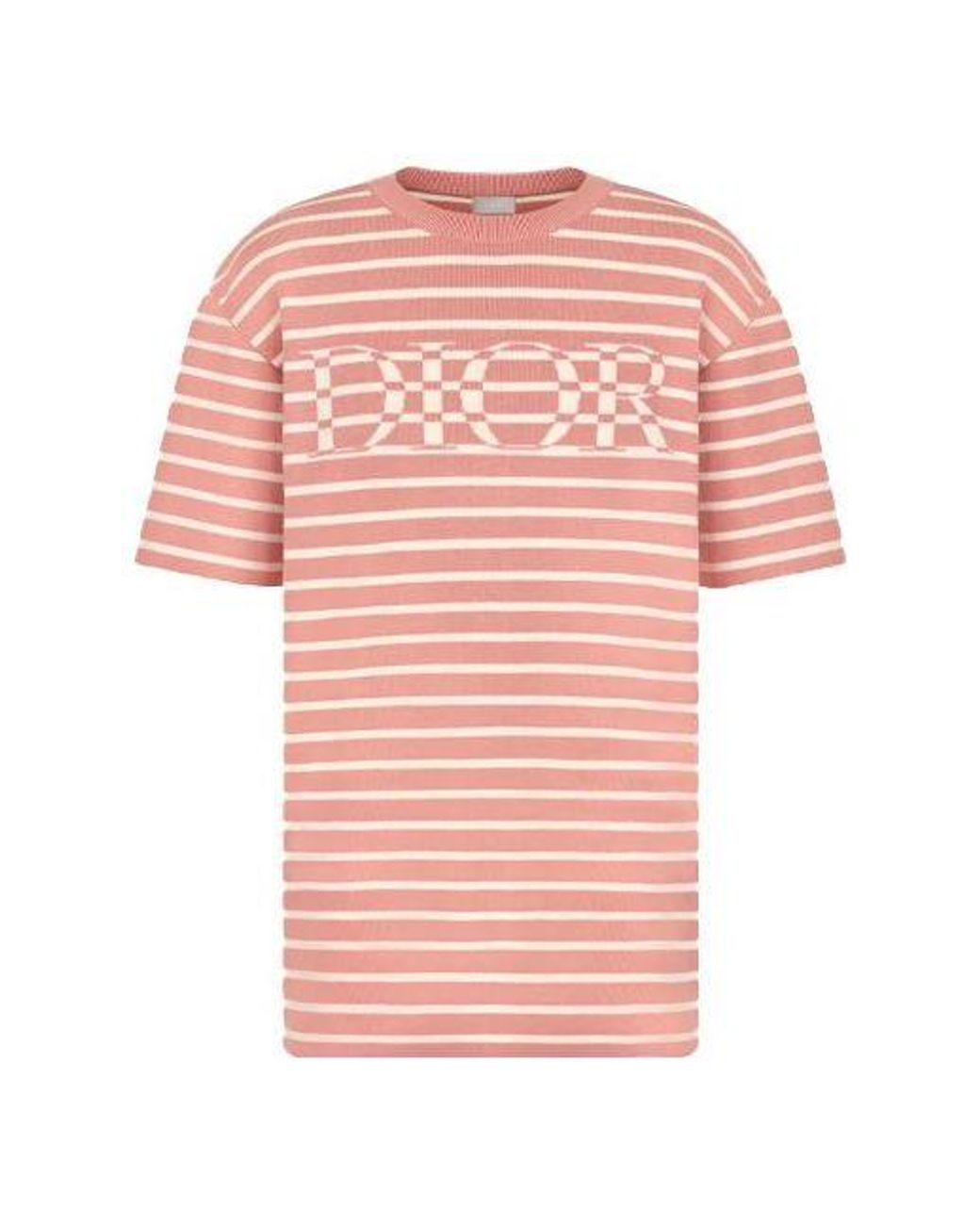 Dior Pink Ss21 Stripe Letter Pattern Round Collar for men