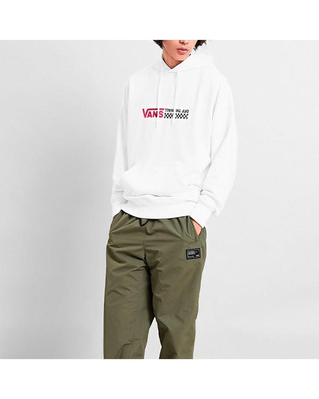 Vans White Oversize Logo Printing Hoodi