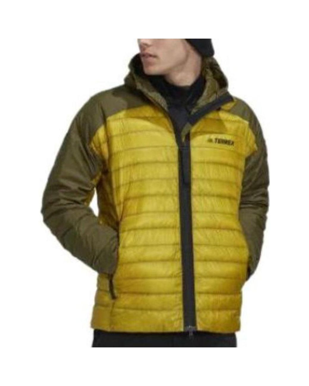 Adidas Yellow Terrex Myshelter Down Hooded Jacket for men