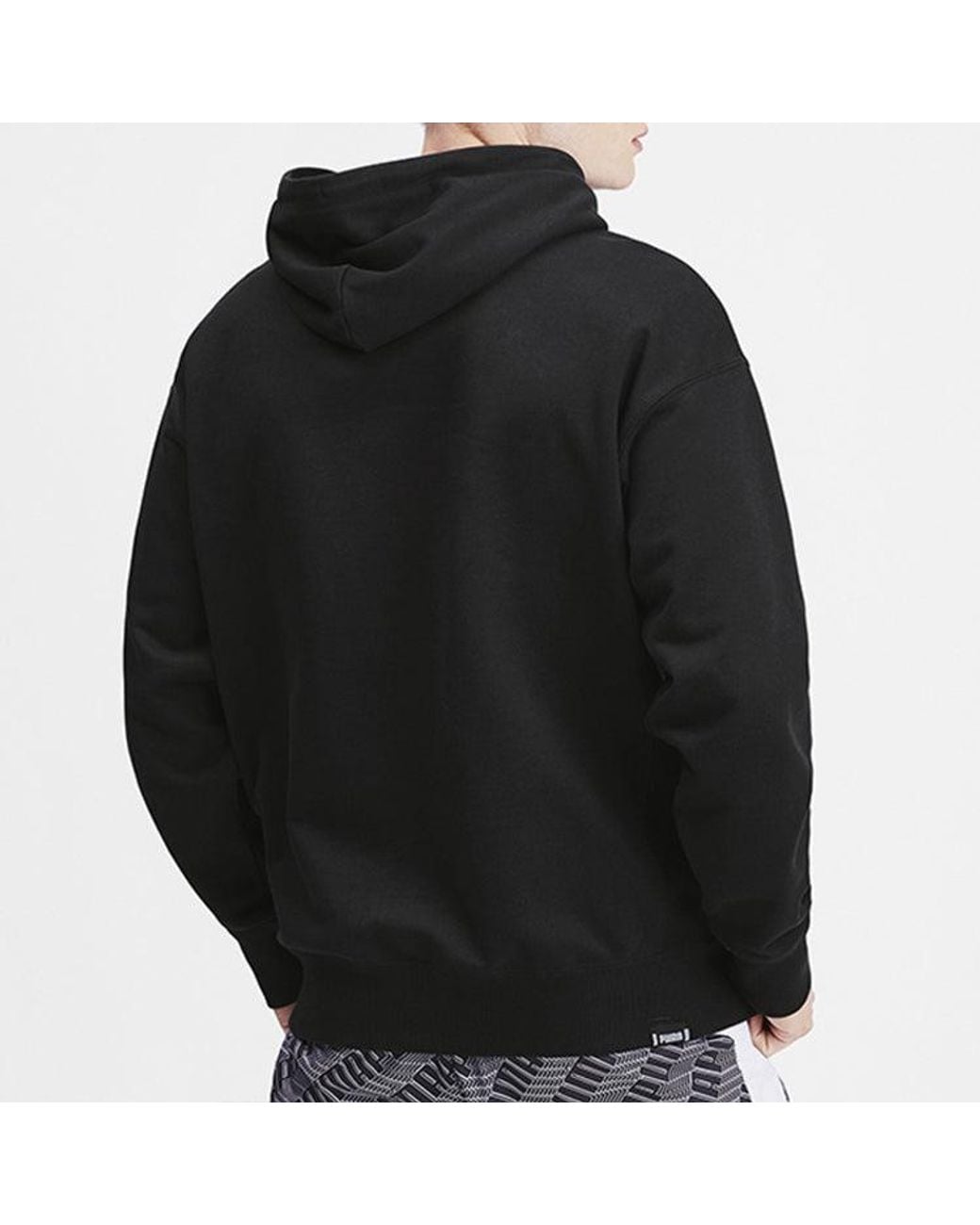 PUMA Black Downtown Hoody Solid for men