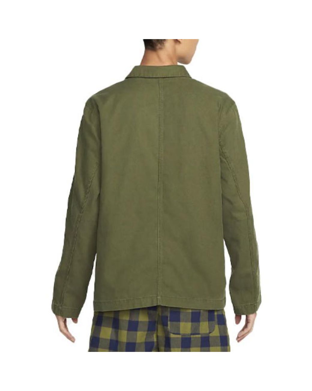 Nike Green Solid Color Logo Lapel Casual Long Sleeves Military Jacket for men