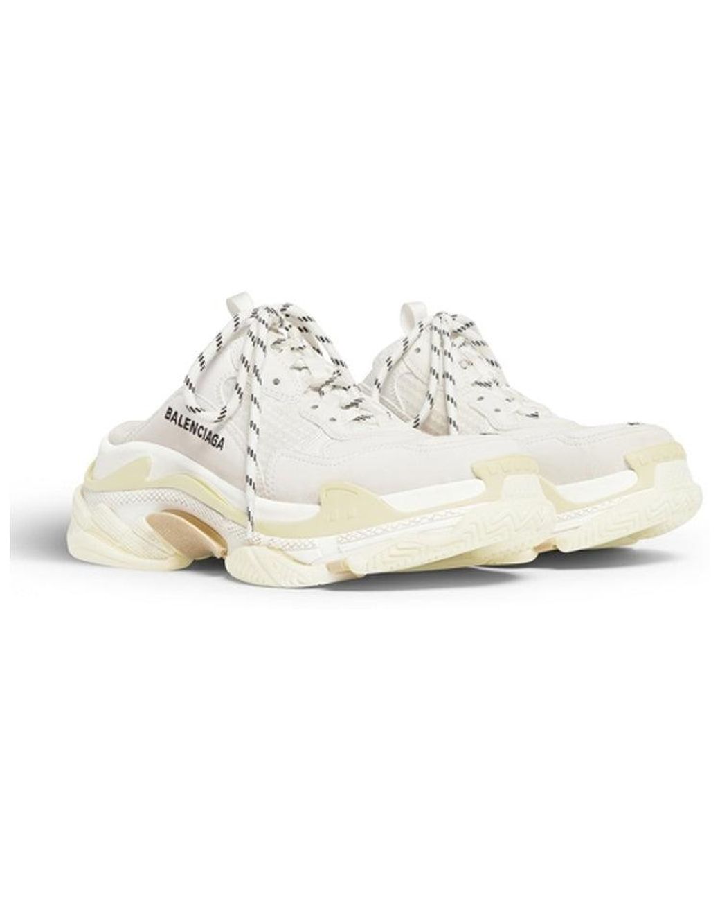 Balenciaga White Triple S Mules Double Foam And Mesh' for men