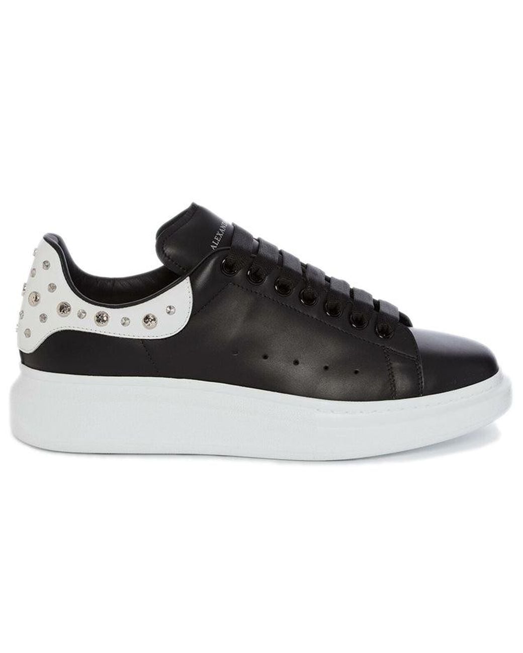 McQueen Black Oversized Studded Leather Sneakers for men