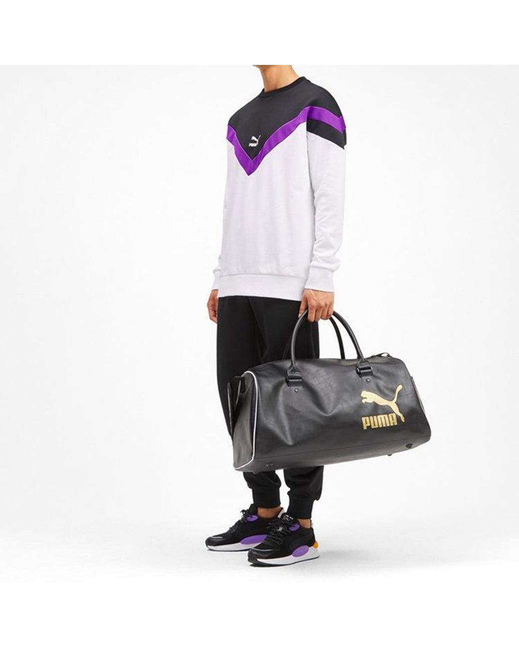 PUMA Purple Alphabet Logo Colorblock Round Neck for men