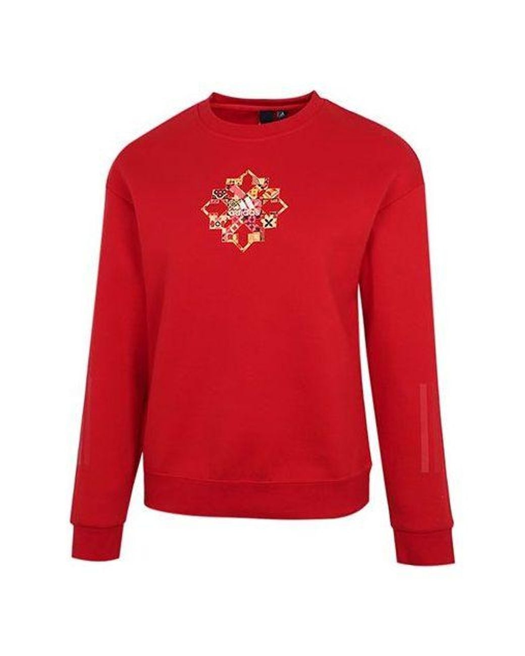 Adidas Red (Wmns) Cny Sweat Limited Funny Pattern Sports Round Neck Hoodie