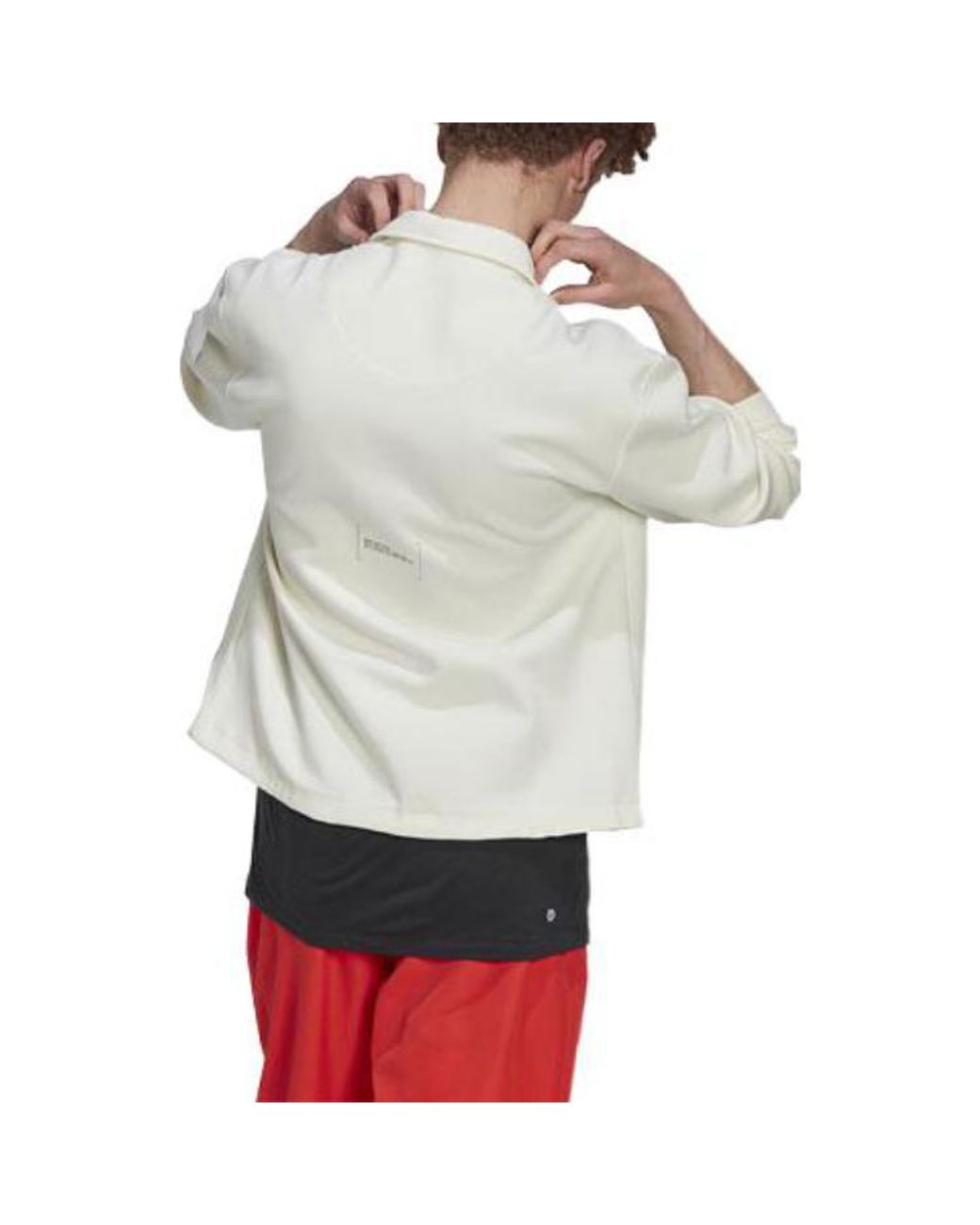 Adidas White Solid Color Logo Single Breasted Lapel Long Sleeves Jacket for men