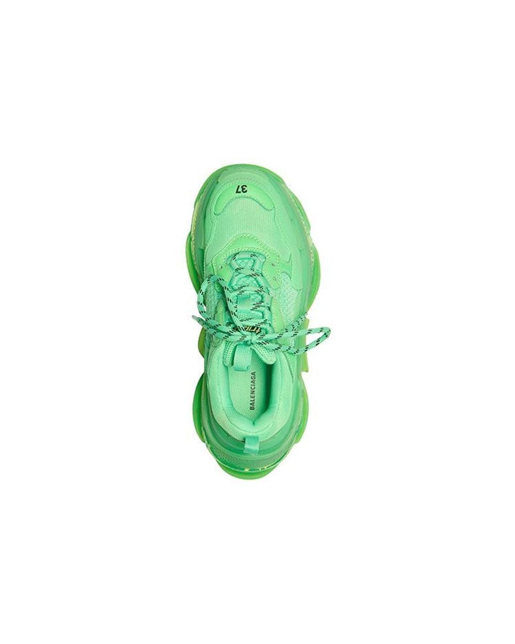 Balenciaga Green Triple S Clear Sole Sneaker