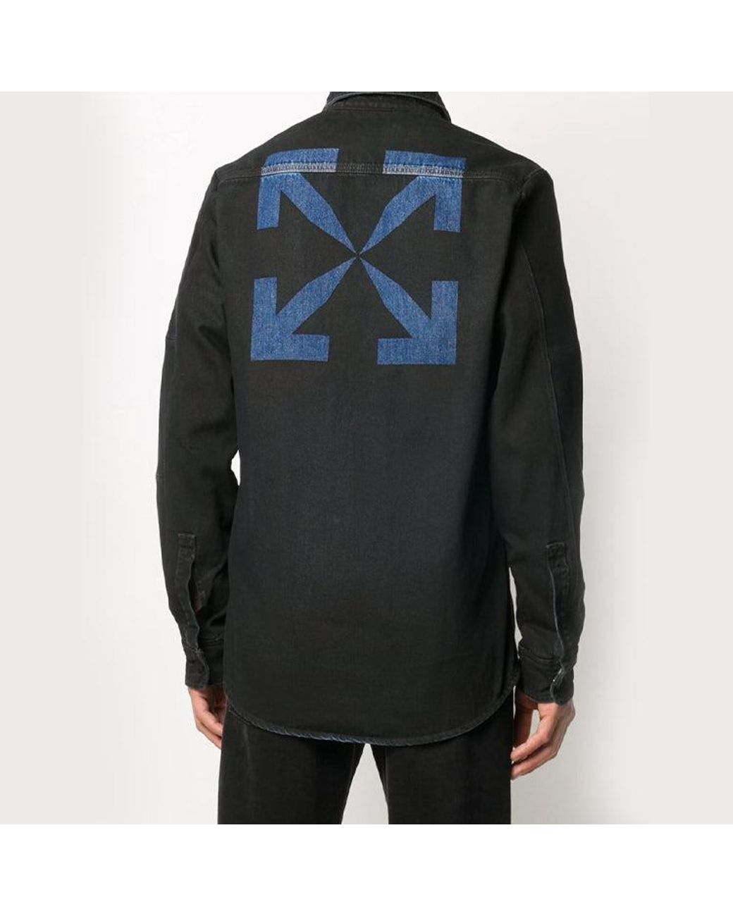 Off-White c/o Virgil Abloh Blue Arrows Arrow Pattern Denim Shirt Ordinary Version for men