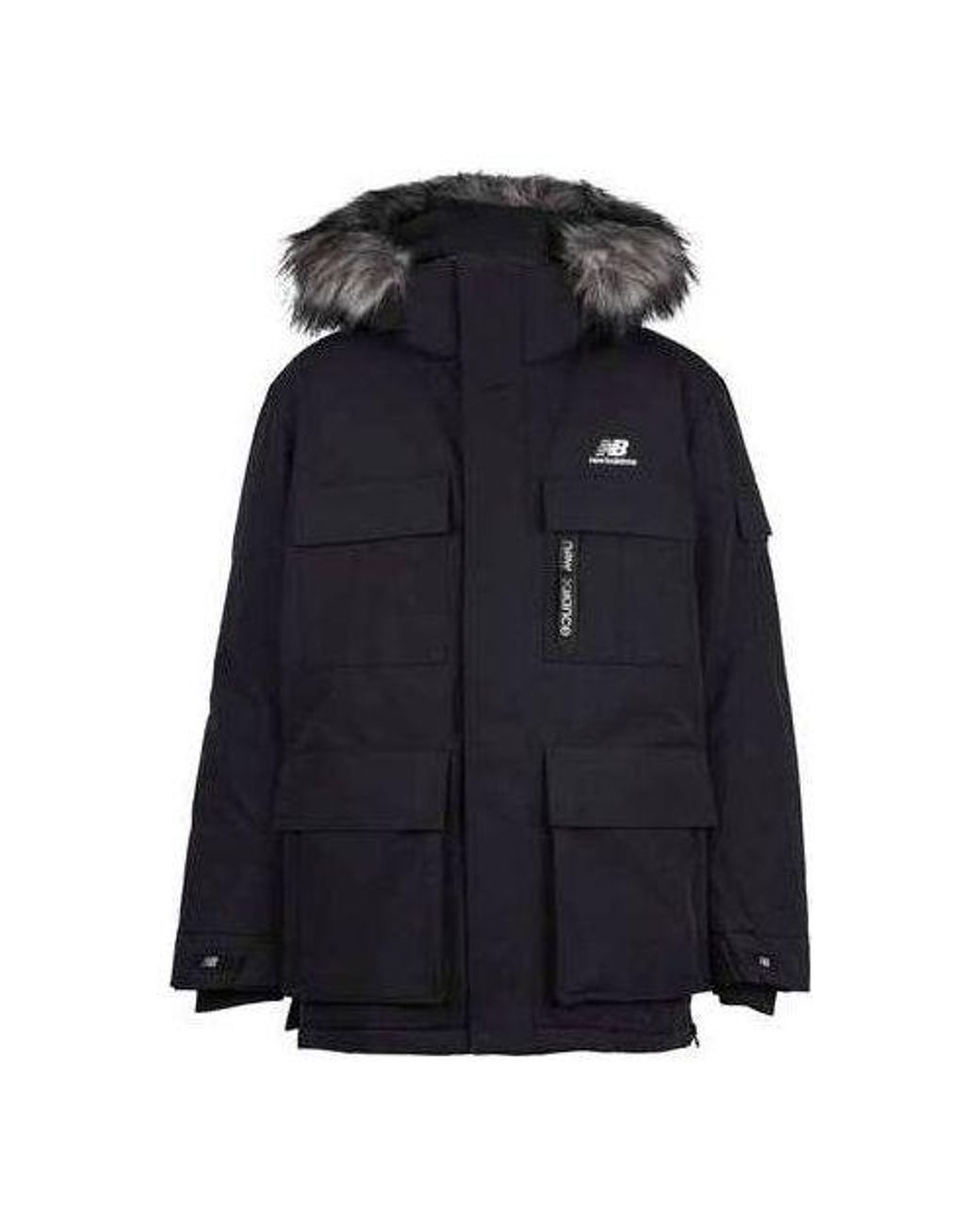 New Balance Blue Warm Long Down Jacket for men