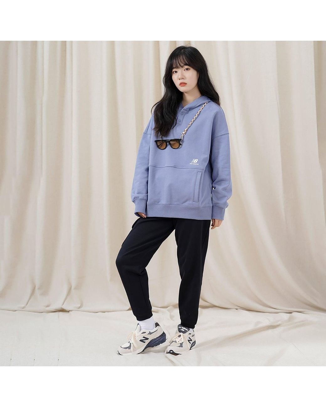 New Balance Blue (Wmns) Classic Lifestyle Plain Hoodie