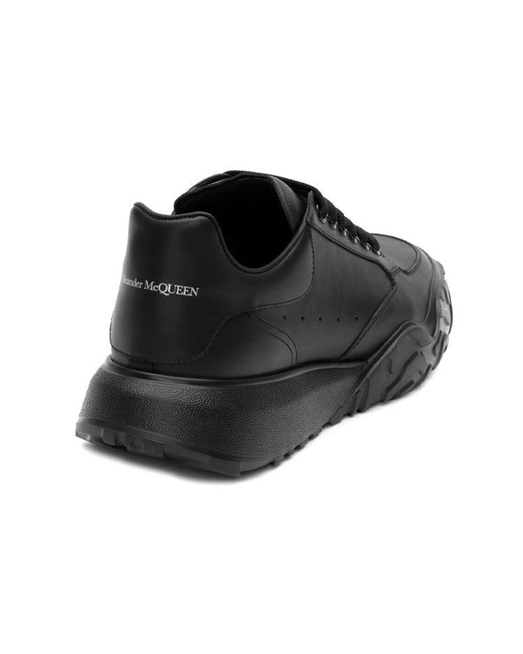 Alexander McQueen Black Oversized Court Trainer Leather' for men