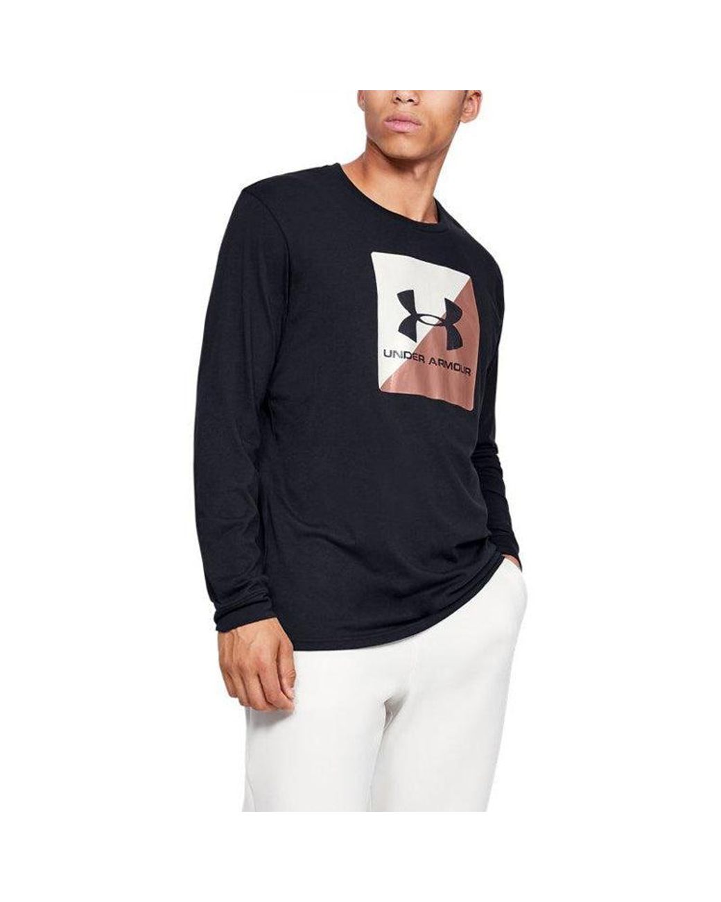 Under Armour Blue Boxed Sportstyle Half Long-Sleeve T-Shirt for men