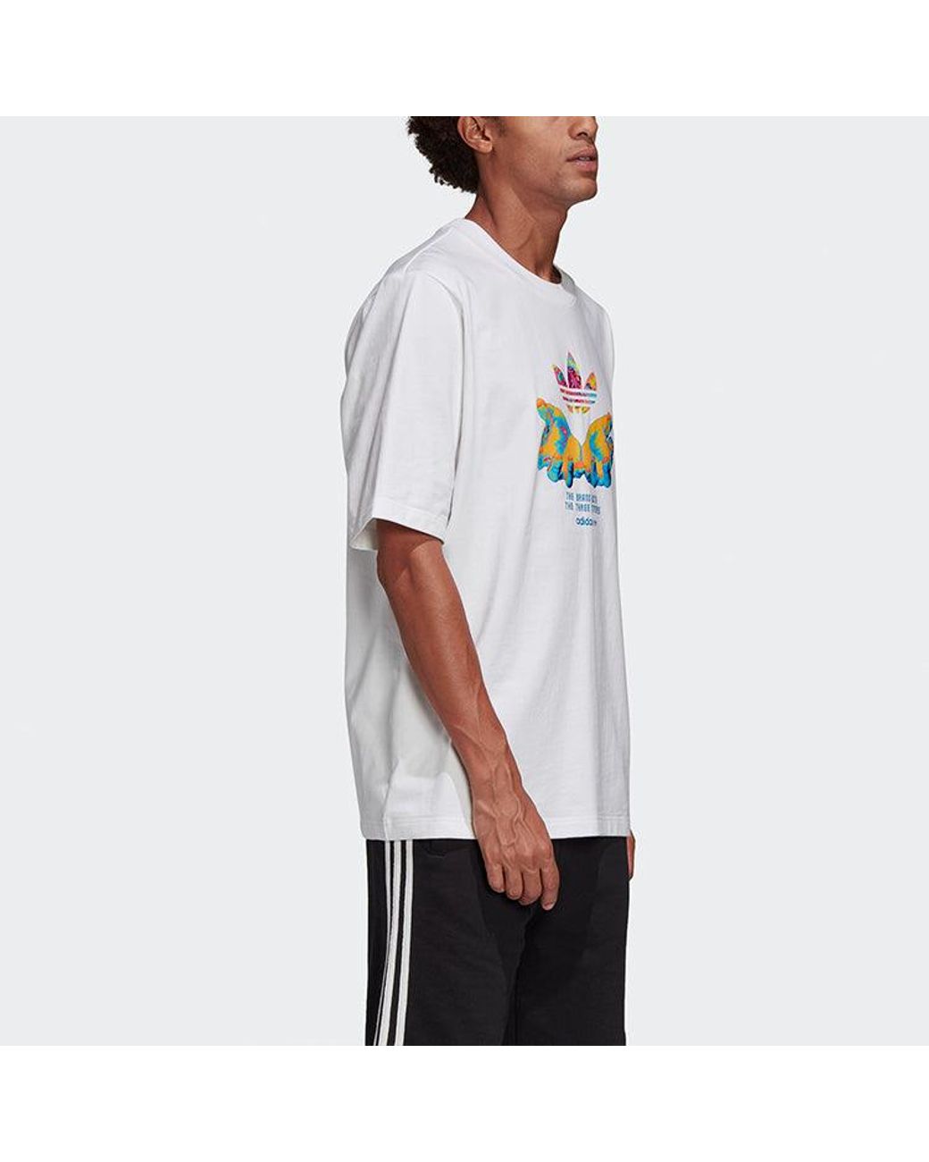 Adidas White Originals Graphic Tee Printing Short Sleeve for men