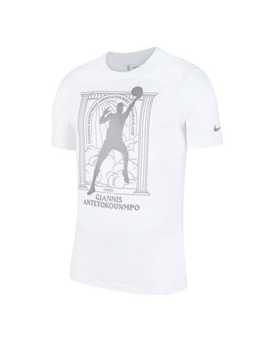 Nike White Mvp Series Milwaukee Bucks Basketball Sports Printing Round Neck Short Sleeve for men