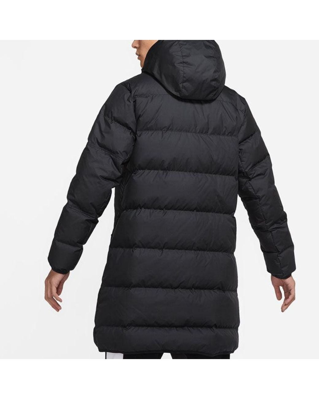 Nike Black Logo Mid-Length Sports Hooded Down Jacket for men