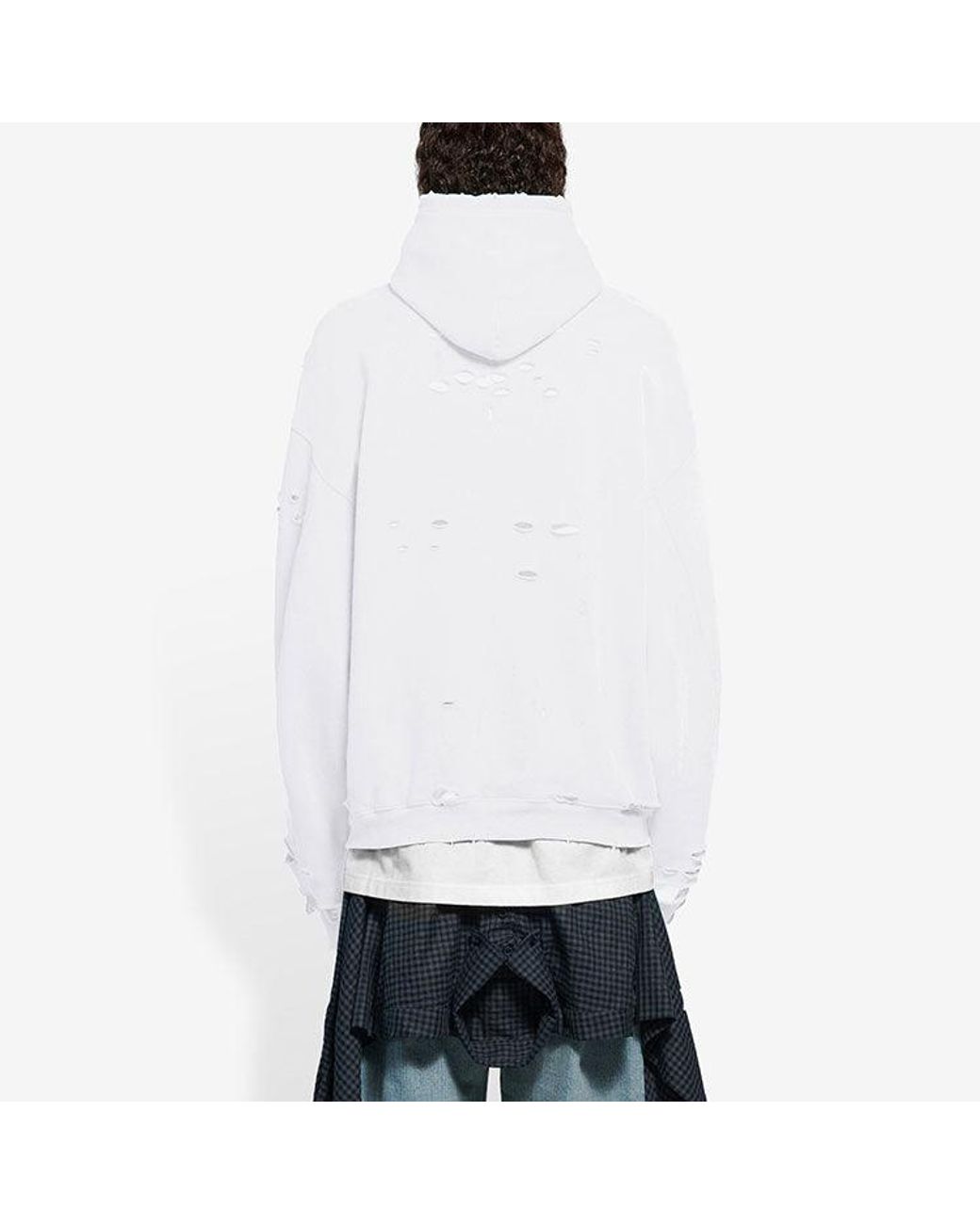 Balenciaga White Caps Destroyed Hoodie for men