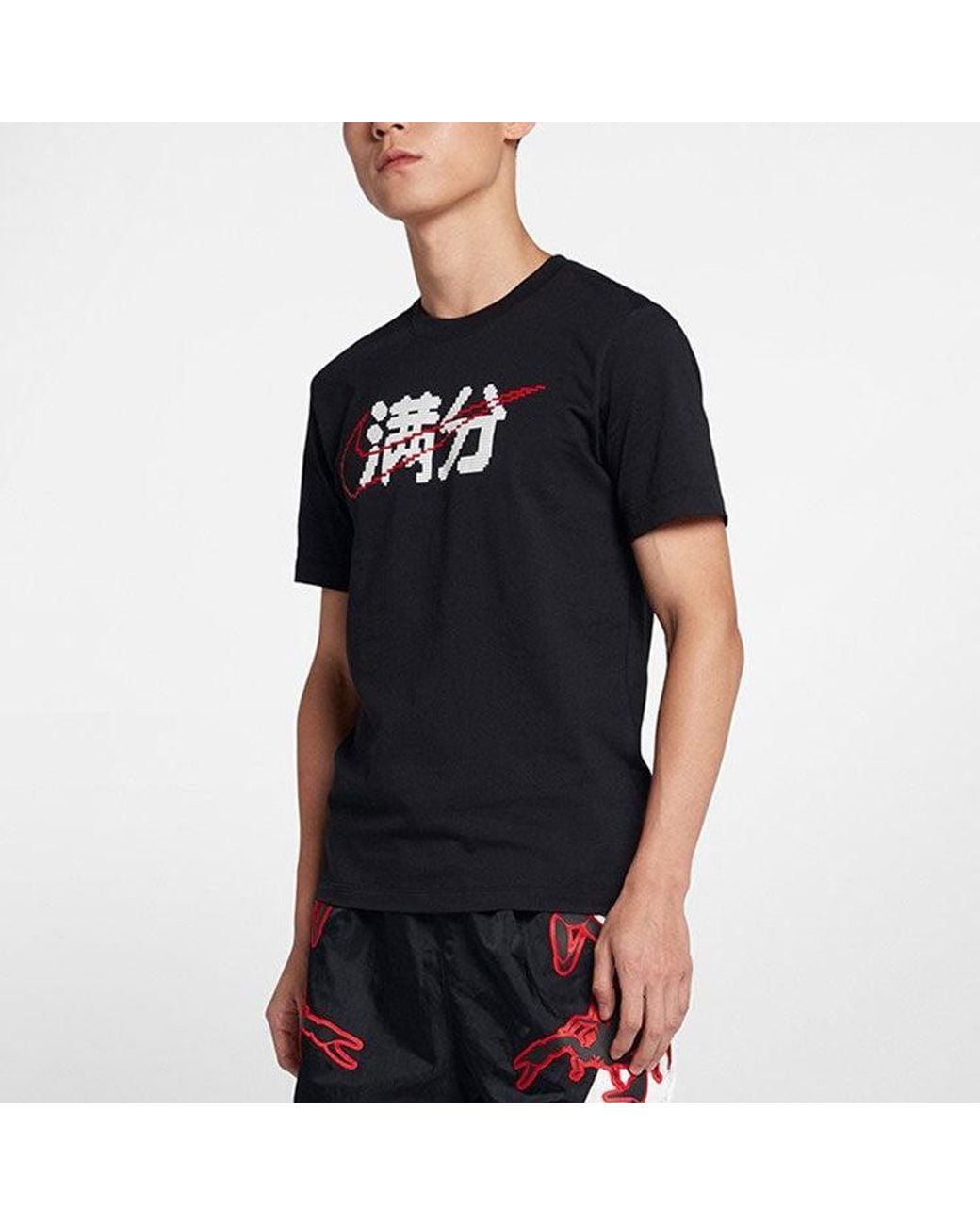 Nike Black Full Score Logo Casual Sport Short Sleeved for men