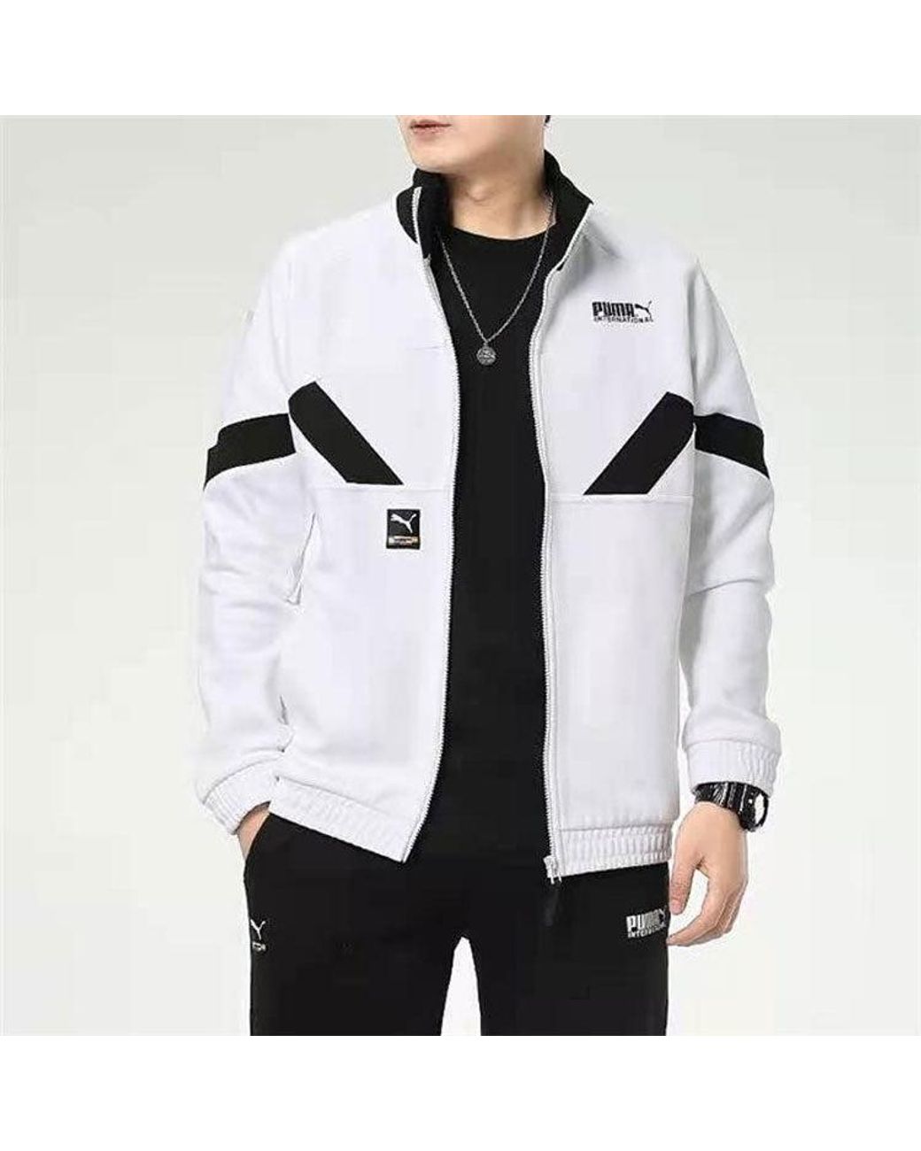 PUMA White Casual Sports Knitted Jacket for men