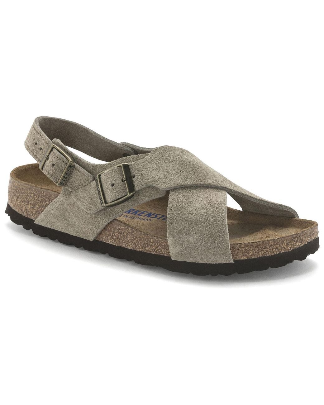 Birkenstock Brown Tulum Suede Leather Narrow Fit Sandals 'Taupe' for men