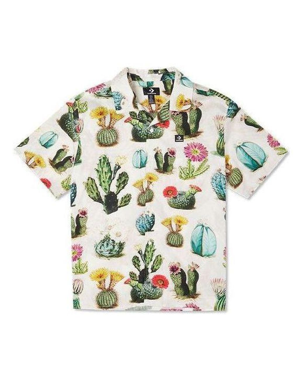 Converse Green Plant Printed Resort Shirt 'Desert Sand Cactus Multi' for men
