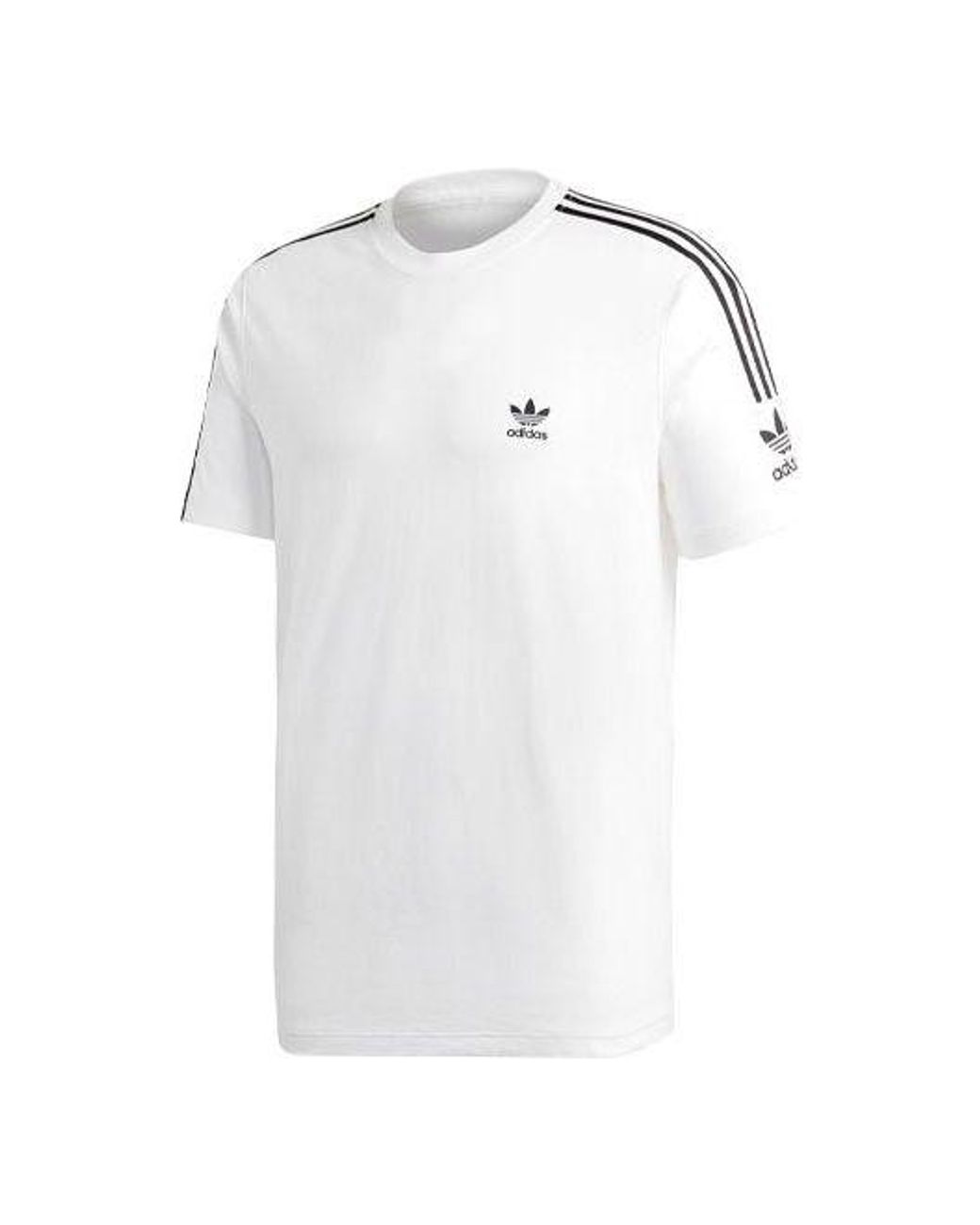Adidas White Originals Tech Tee Contrasting Colors Round Neck Sports Short Sleeve for men