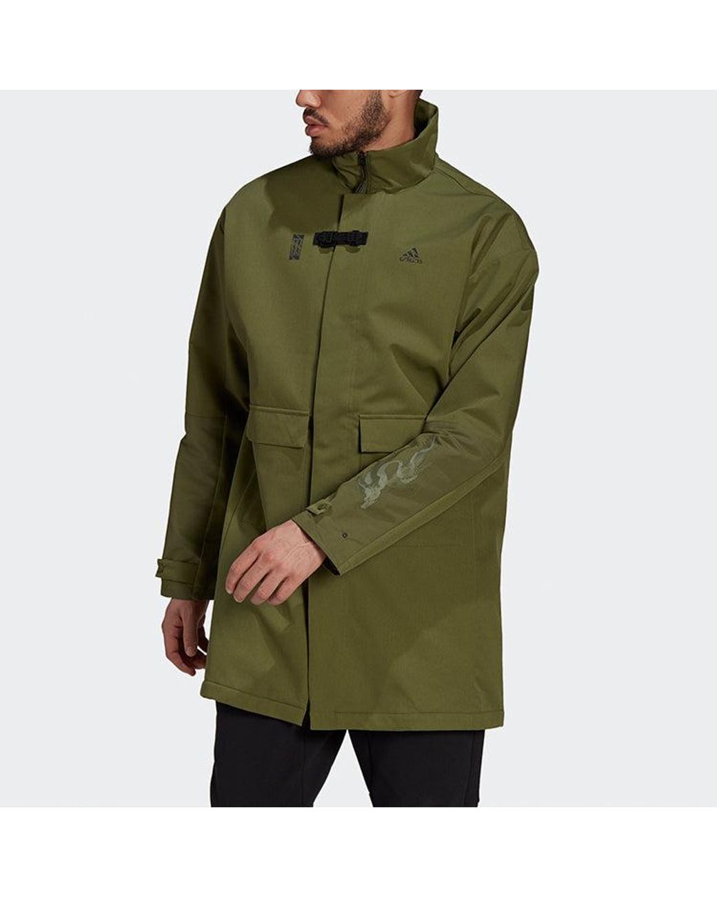 Adidas Green Wj Jkt Long Mid-Length Sports Jacket for men