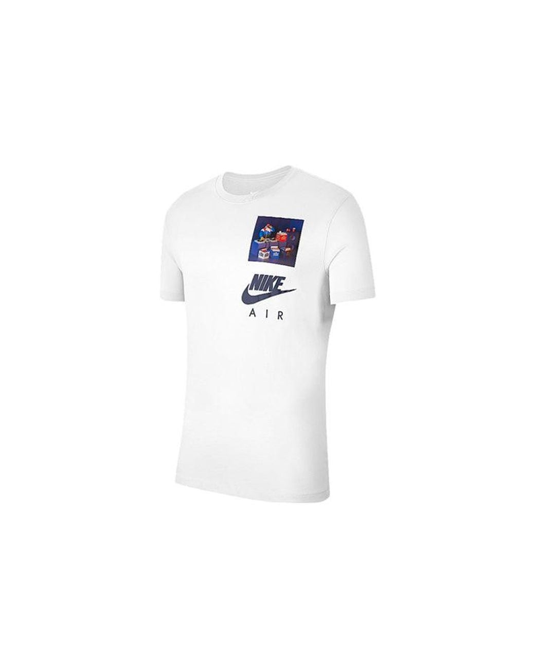 Nike Blue Sportswear Logo Pattern Printing Casual Short Sleeve for men