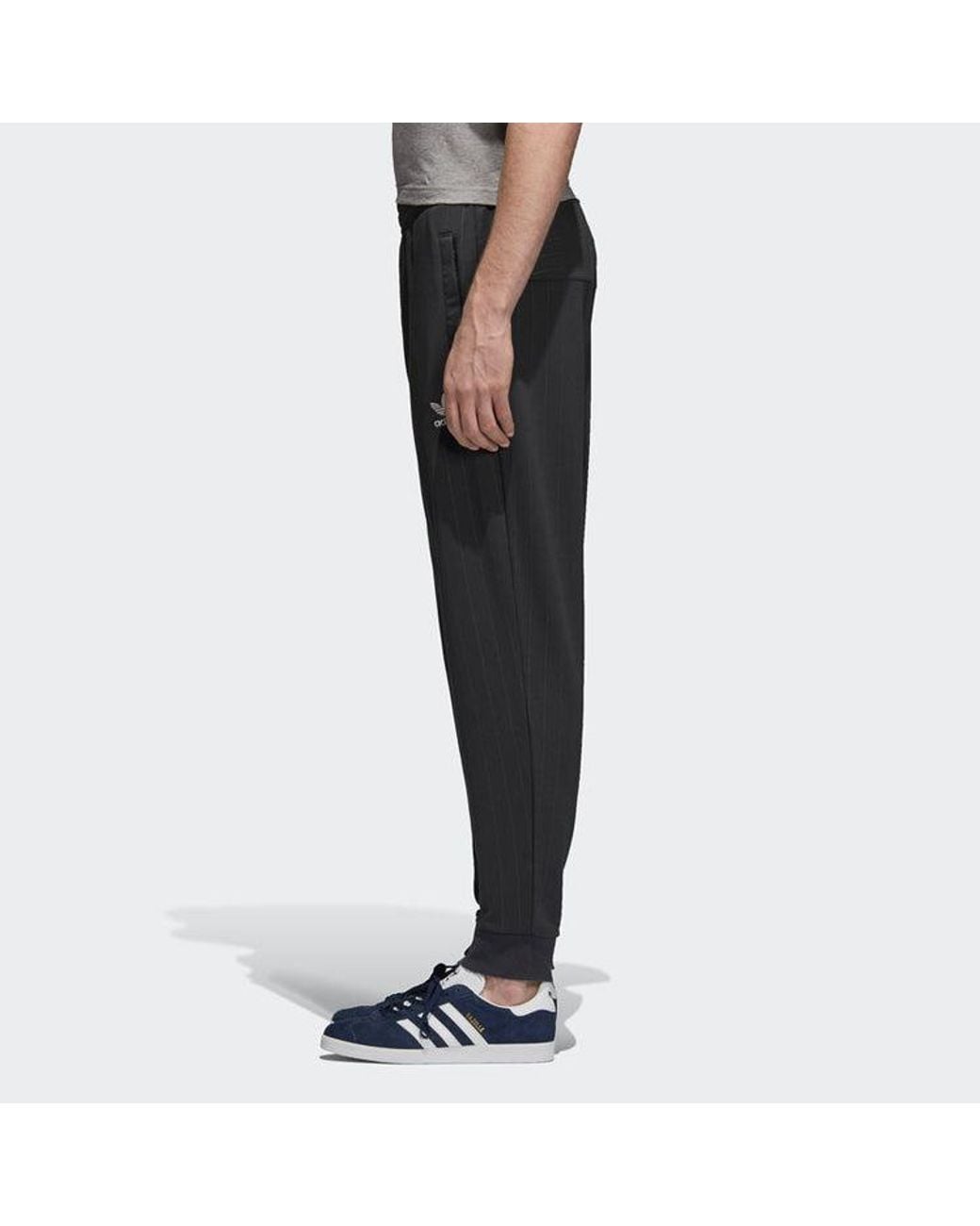 Adidas Black Originals Pinstripe Track Pants For Carbon for men