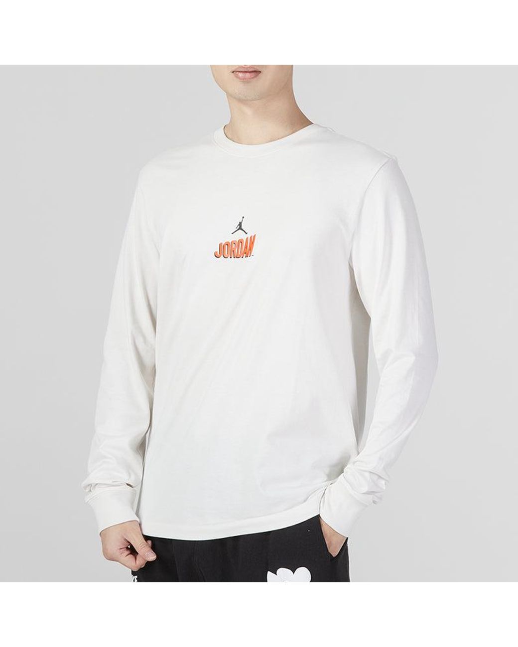 Nike White As M J Flt Mvp Ls Crew Logot for men