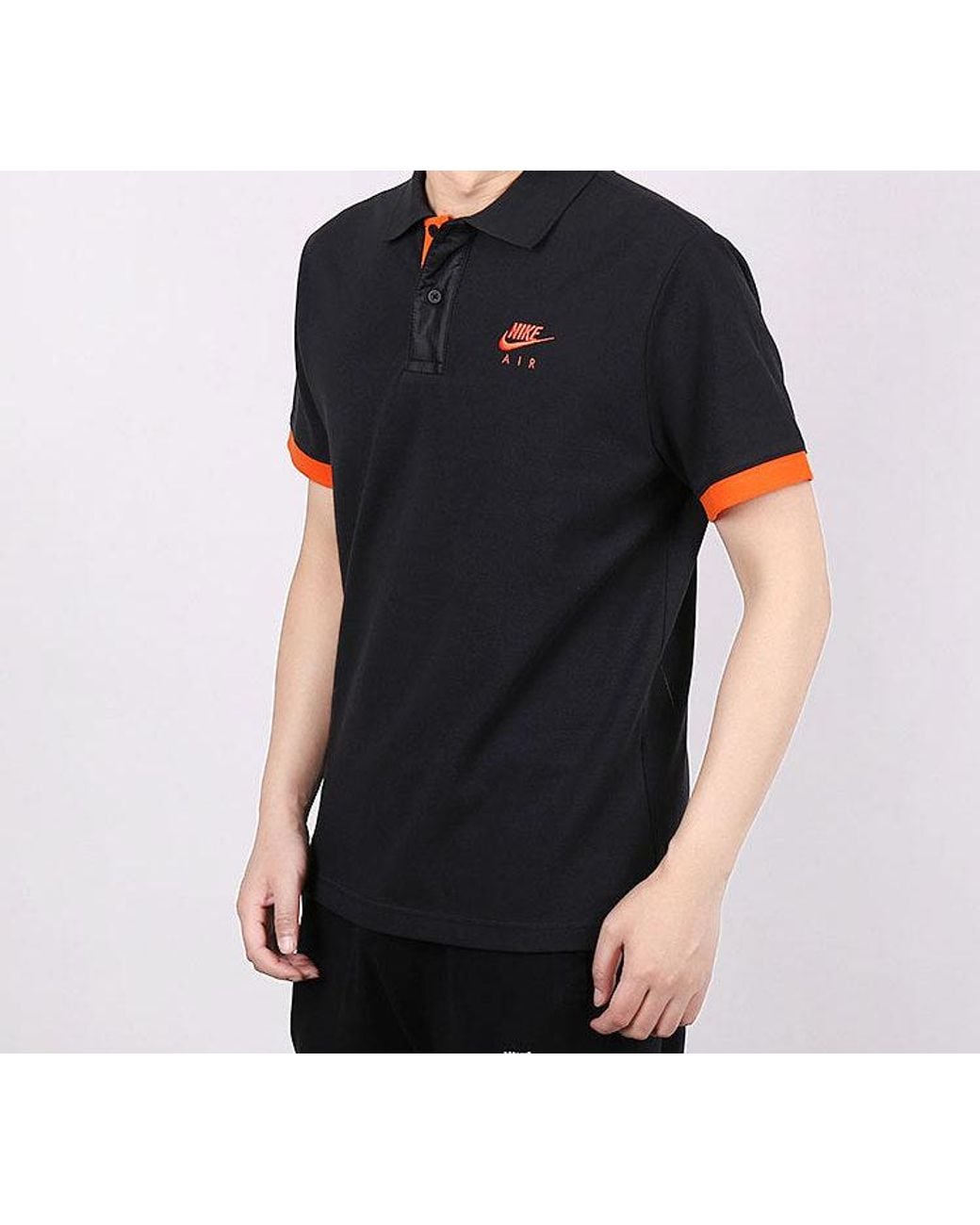 Nike Black Sportswear Lapel Short Sleeve Polo Shirt for men
