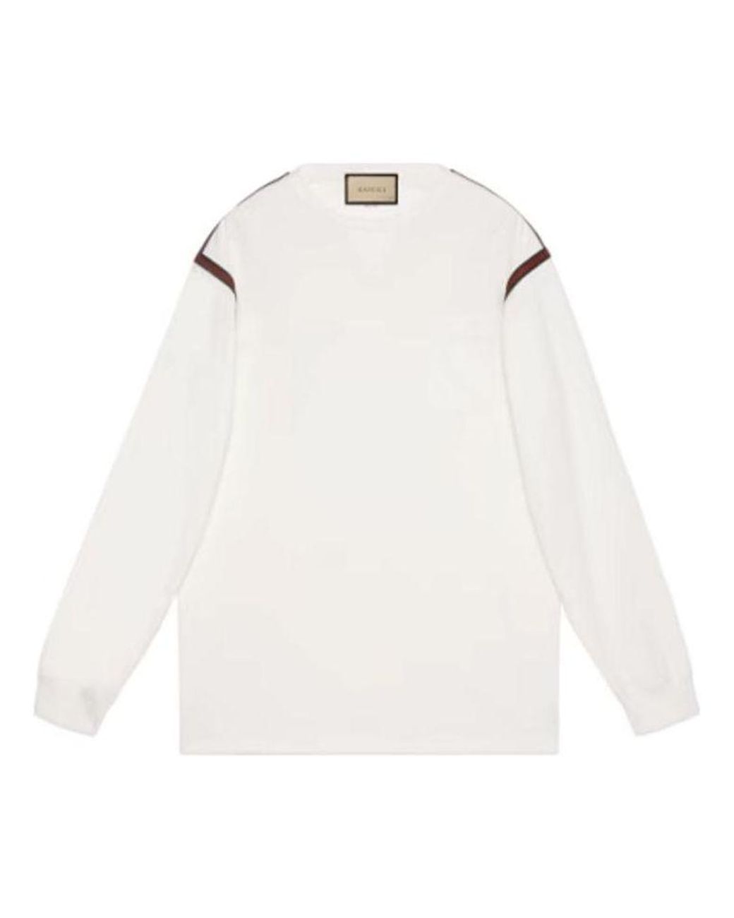 Gucci White Web Long Sleeve T-Shirt for men