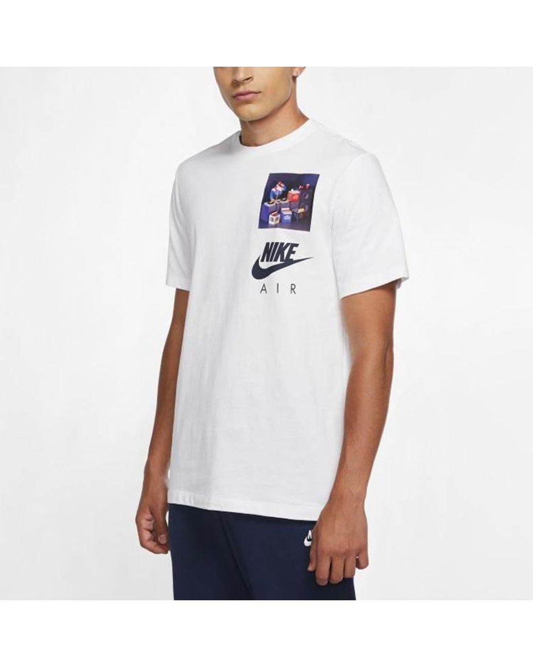 Nike Blue Sportswear Logo Pattern Printing Casual Short Sleeve for men