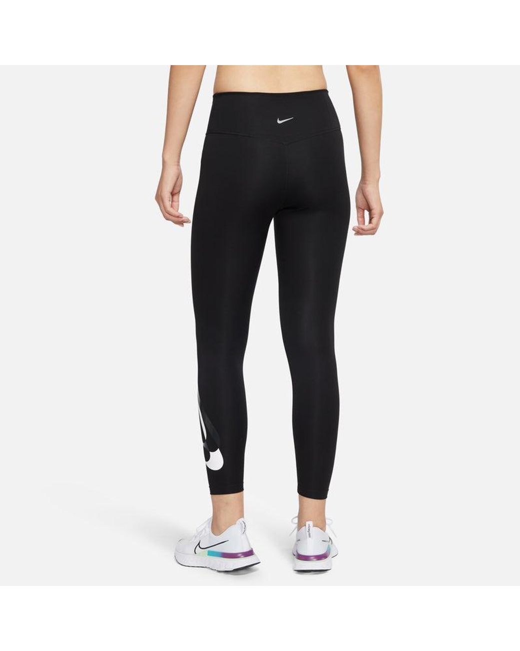 Nike Black (Wmns) Mid Waist Running Tight Sports Training Gym Pants/Trousers/Joggers