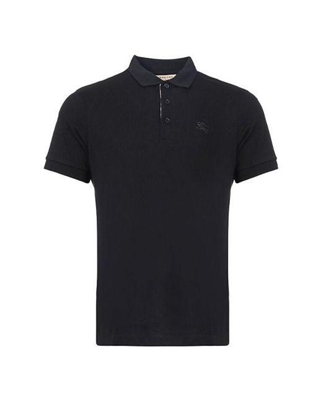 Burberry Black Logo Lapel Short Sleeve Polo Shirt for men