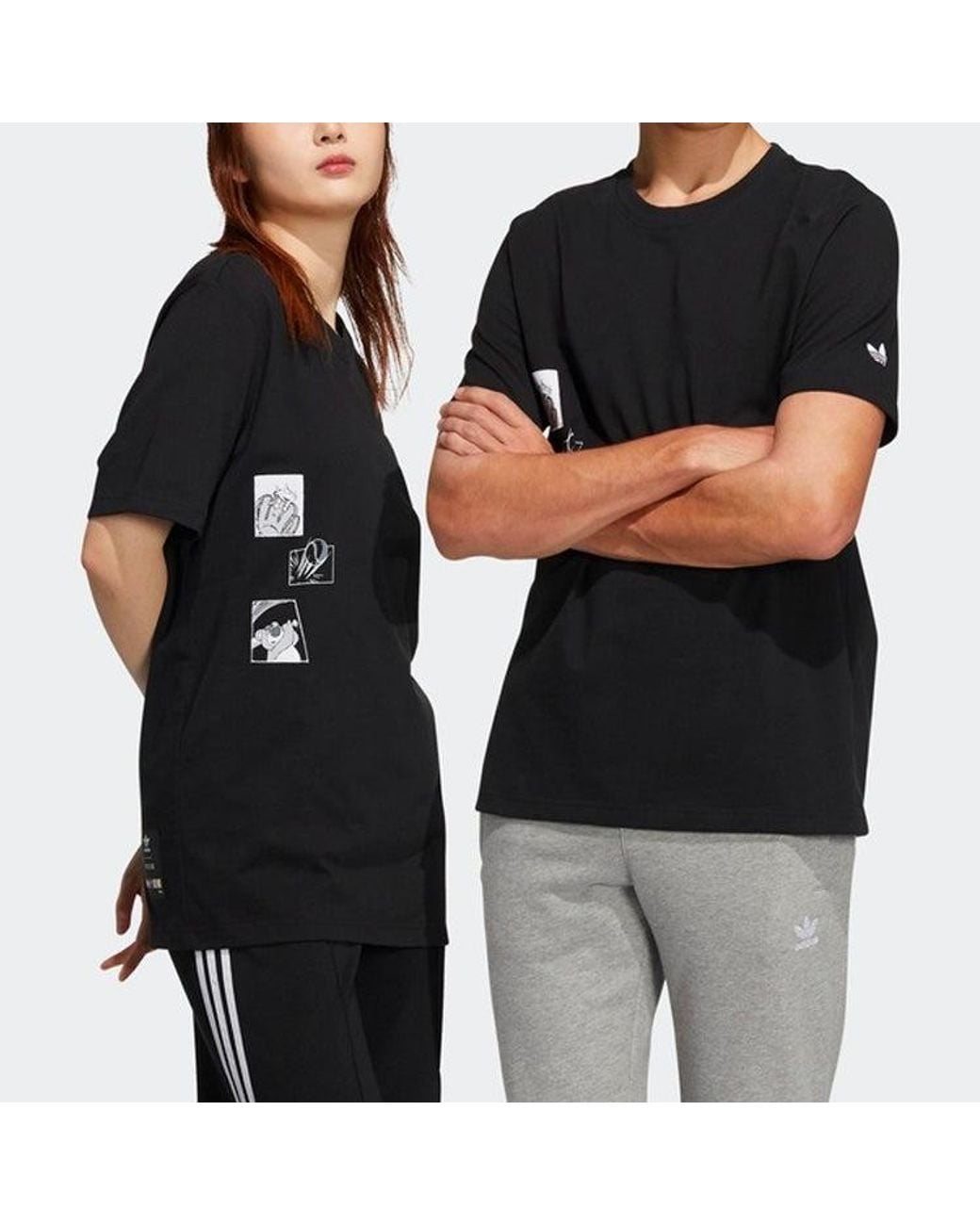 Adidas Black Originals X Pixar Crossover Casual Pattern Printing Short Sleeve Couple Style
