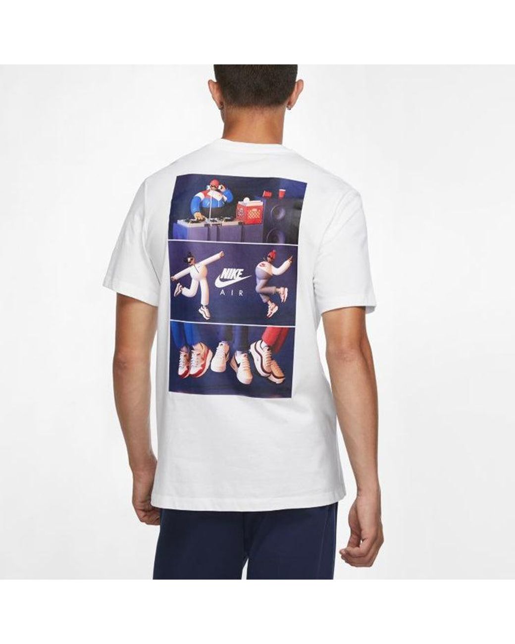 Nike Blue Sportswear Logo Pattern Printing Casual Short Sleeve for men