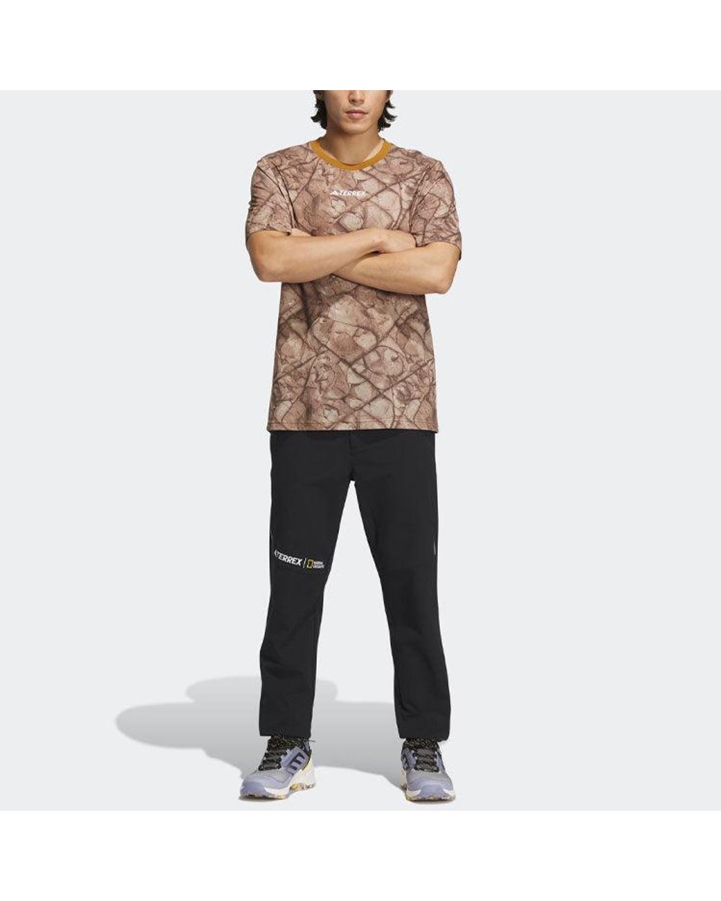 Adidas Brown National Geographic Graphic Tencel Short Sleeve Tee for men