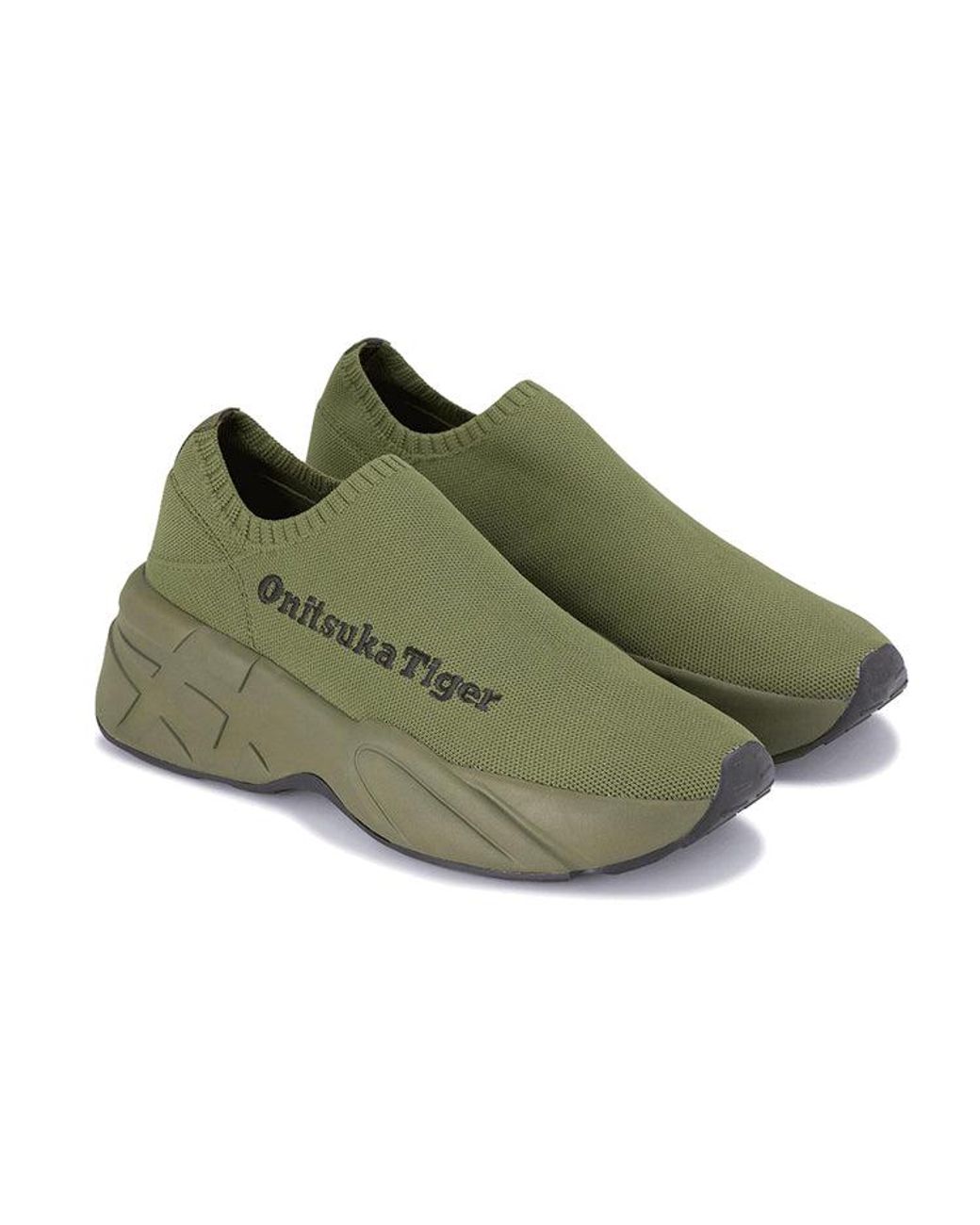 Onitsuka Tiger Green P-Trainer Knit Lo Shoes 'Smog' for men