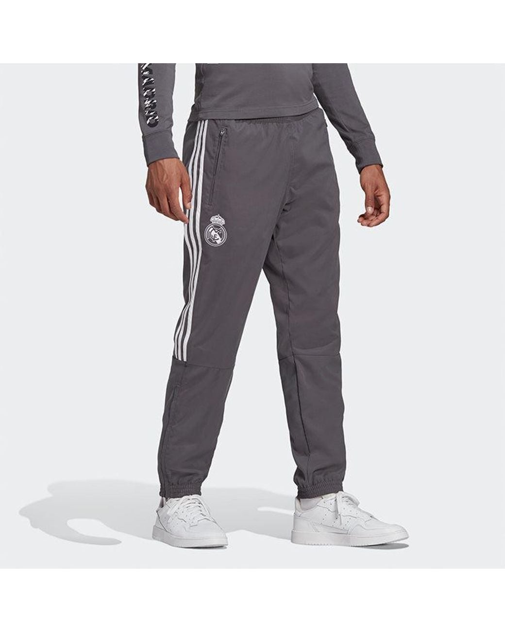 Adidas Gray Real Ssp Pnt Real Madrid Soccer/Football Slim Fit Training Sports Long Pants for men