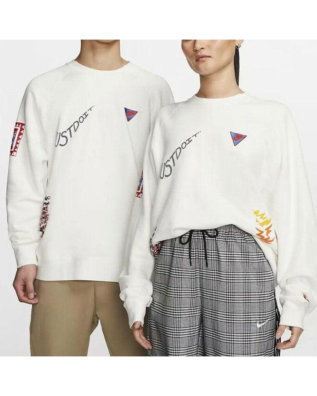 Nike White Sportswear Graffiti Printing Round Neck Pullover for men