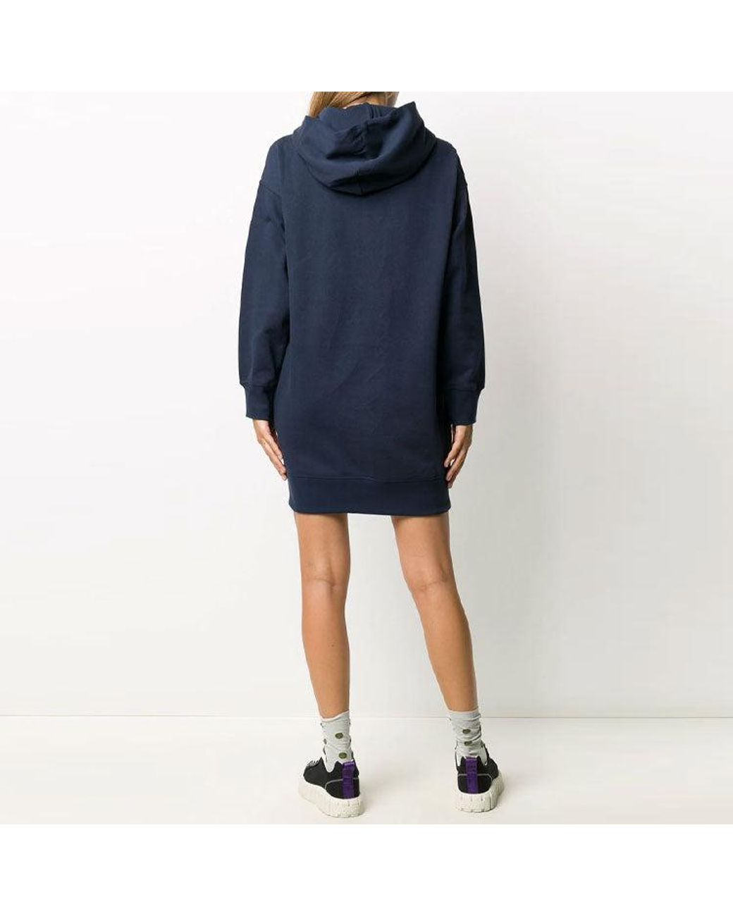 KENZO Blue (Wmns) Fw20 Logo Embroidered Fleece Lined Hooded Long Sleeves Hoodie