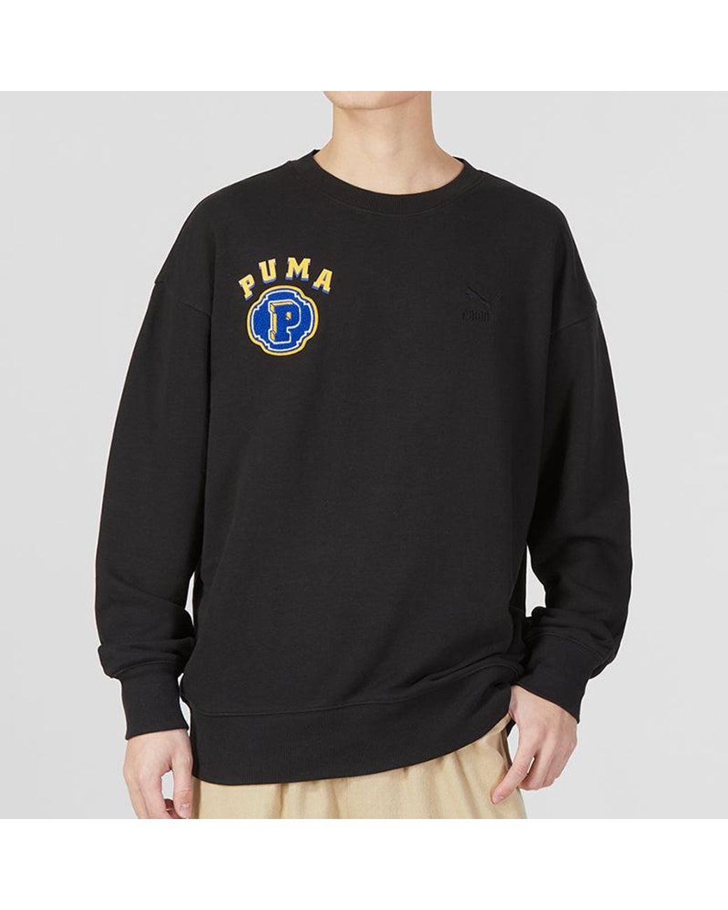 PUMA Black Team Crew Graphic Sweater for men