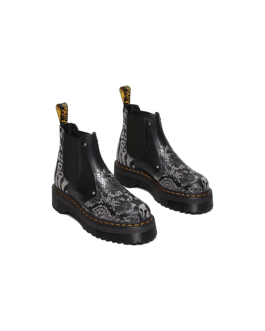 Dr. Martens Black 2976 Quad Platform Animal Print Boots for men