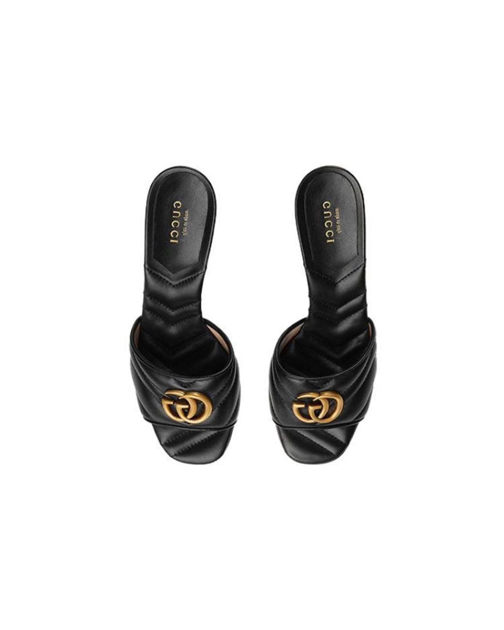 Gucci Black Gg Marmont Quilted Sandals
