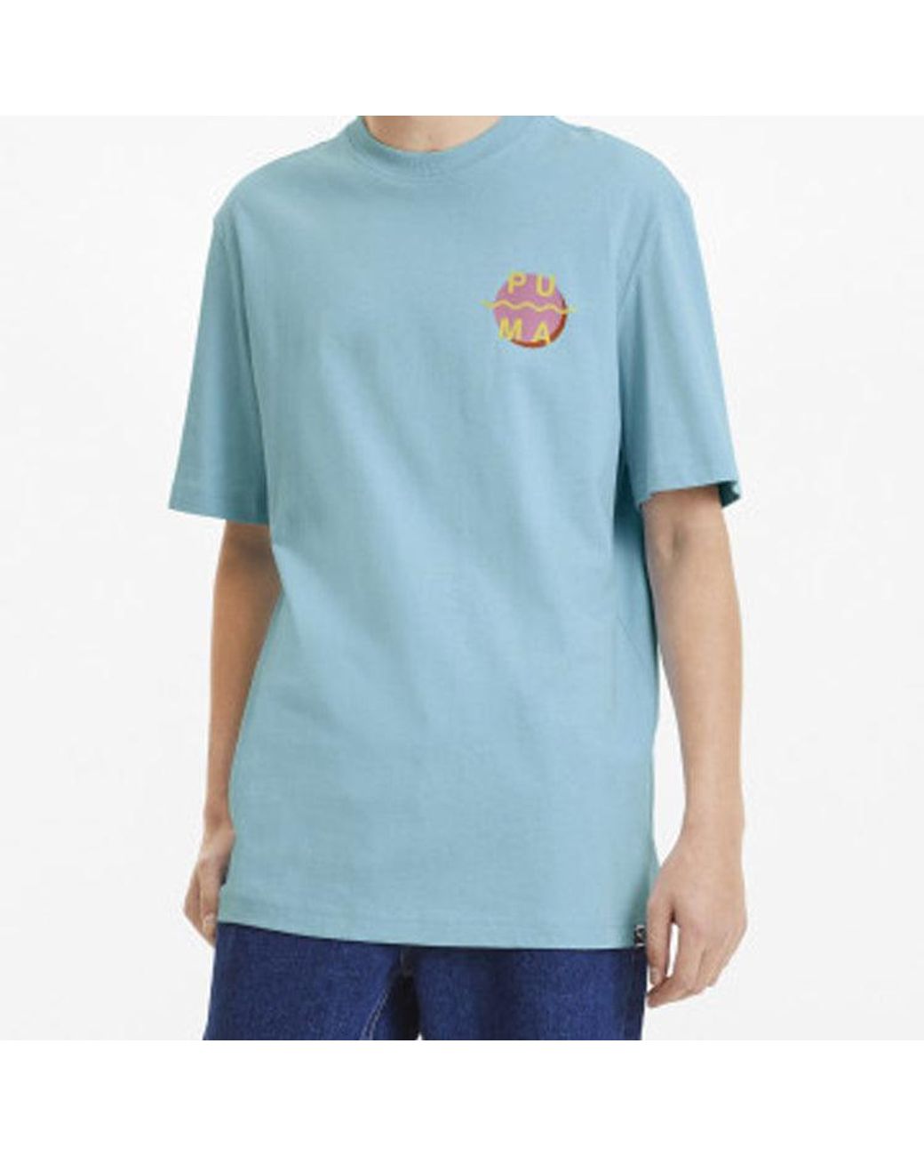 PUMA Blue Downtown Graphic Printed Short Sleeve Tee for men